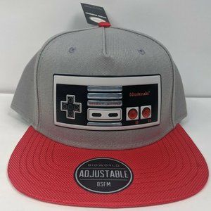 NWT NINTENDO Video Game Controller Logo Gray and Red Snapback Hat Cap Men's OS